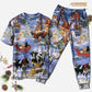 Farmhouse Christmas Love Short Sleeve Pajamas Set For Christmas Sleepwear And Family Lounging
