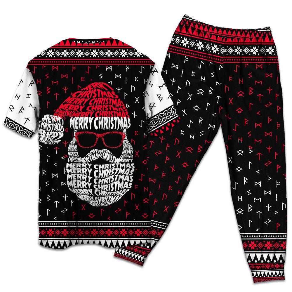 Retro Nordic Santa Christmas Short Sleeve Pajamas Set For Christmas Mornings And Relaxed Lounging