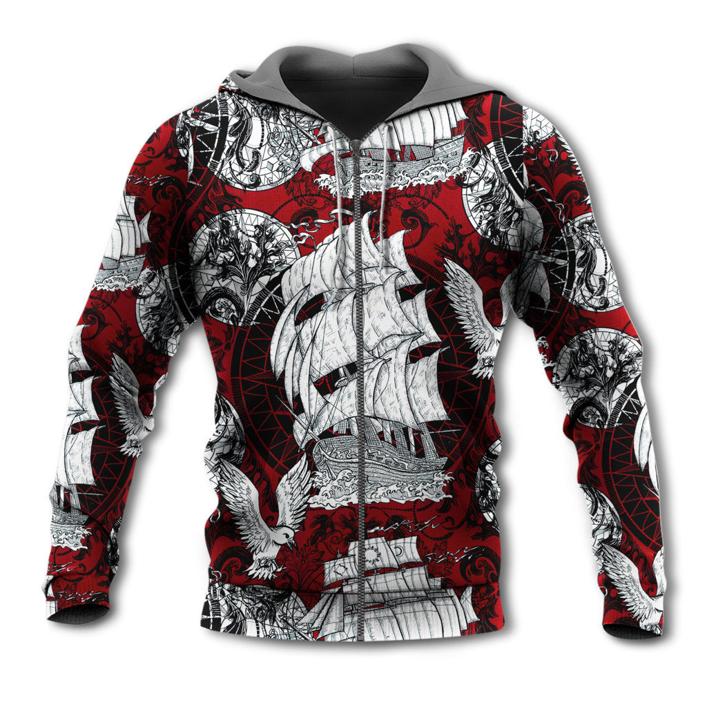 Vintage Sailing Ship Anchor Hoodie For Everyday Wear Outdoor Adventures And Comfortable Style
