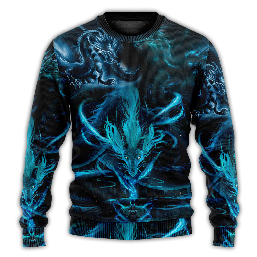 Blue Dragon Lightning Witch Fantasy Sweater For Alternative Fashion Events And Thoughtful Seasonal Gifts