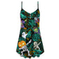 Halloween Dabbing Skeleton Zombie V-Neck Sleeveless Cami Dress For Summer Events And Comfortable Everyday Style
