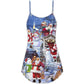 Santa And Snowman Happy Holiday V-Neck Sleeveless Cami Dress For Festivals Travel And Relaxed Casual Summer Wear