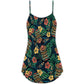Tiki Tropical Leaves Hawaii Style V-Neck Sleeveless Cami Dress For Beach Trips And Relaxed Vacation Style