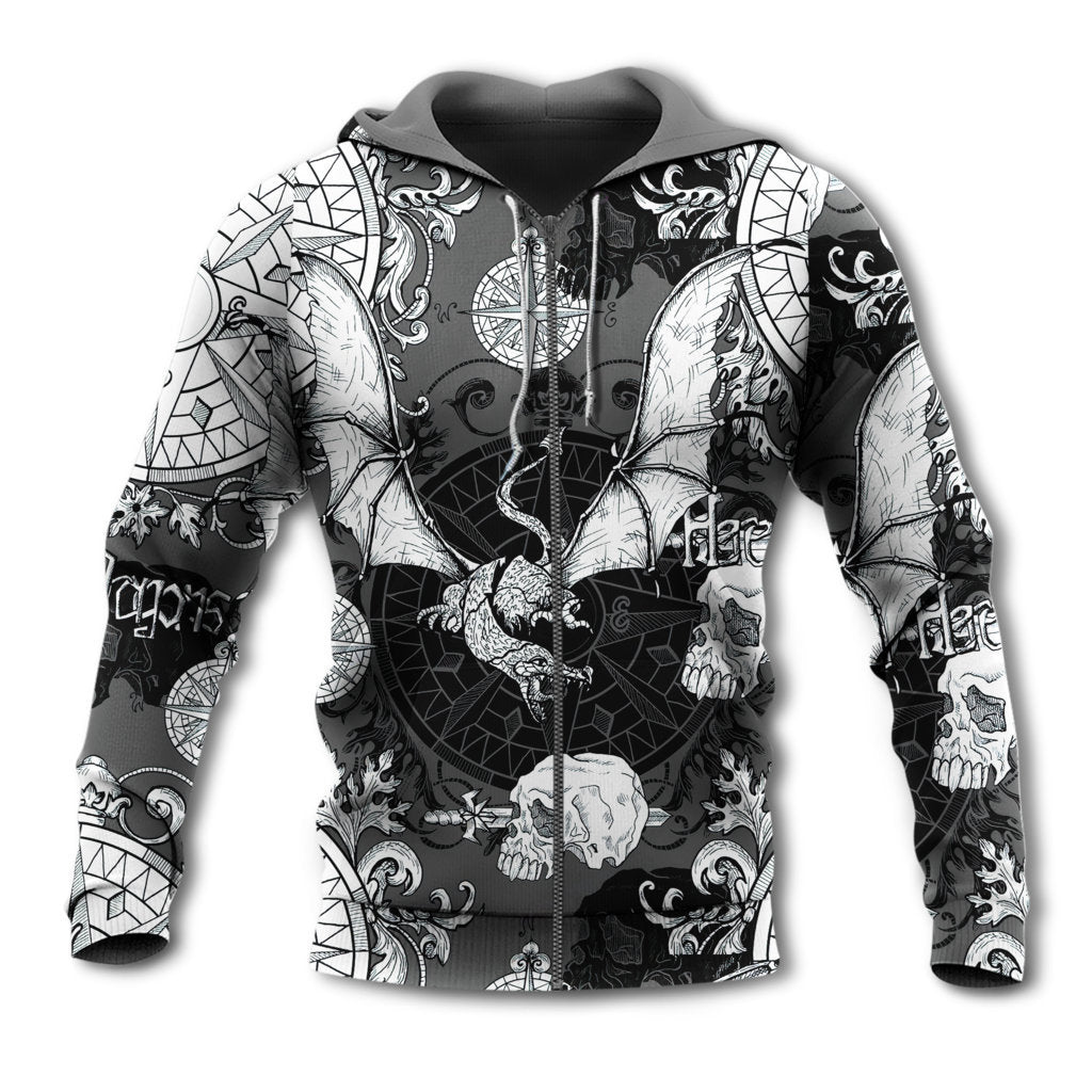 Dragon Fire Compass Baroque Hoodie For Fantasy Art Lovers Travel Activities And Streetwear