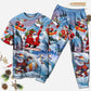 Mountain Snowboarding Christmas Short Sleeve Pajamas Set For Christmas Mornings And Relaxed Lounging