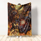 Skull Motorcycle Racing Fast Fire Flannel Blanket For Cozy Bedroom Sofa Decor