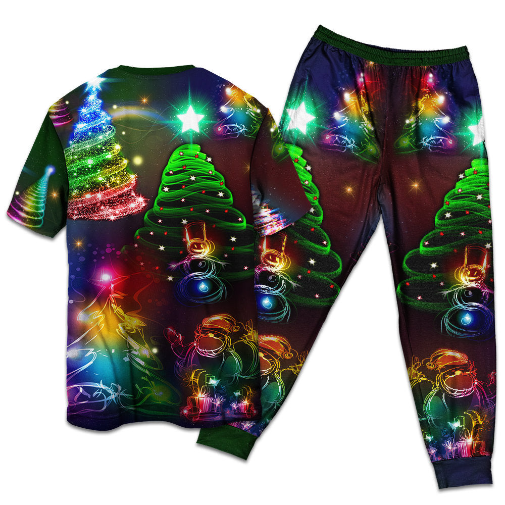 Joyful Christmas Holiday Wishes Short Sleeve Pajamas Set For Holiday Bedtime And Cozy Home Wear