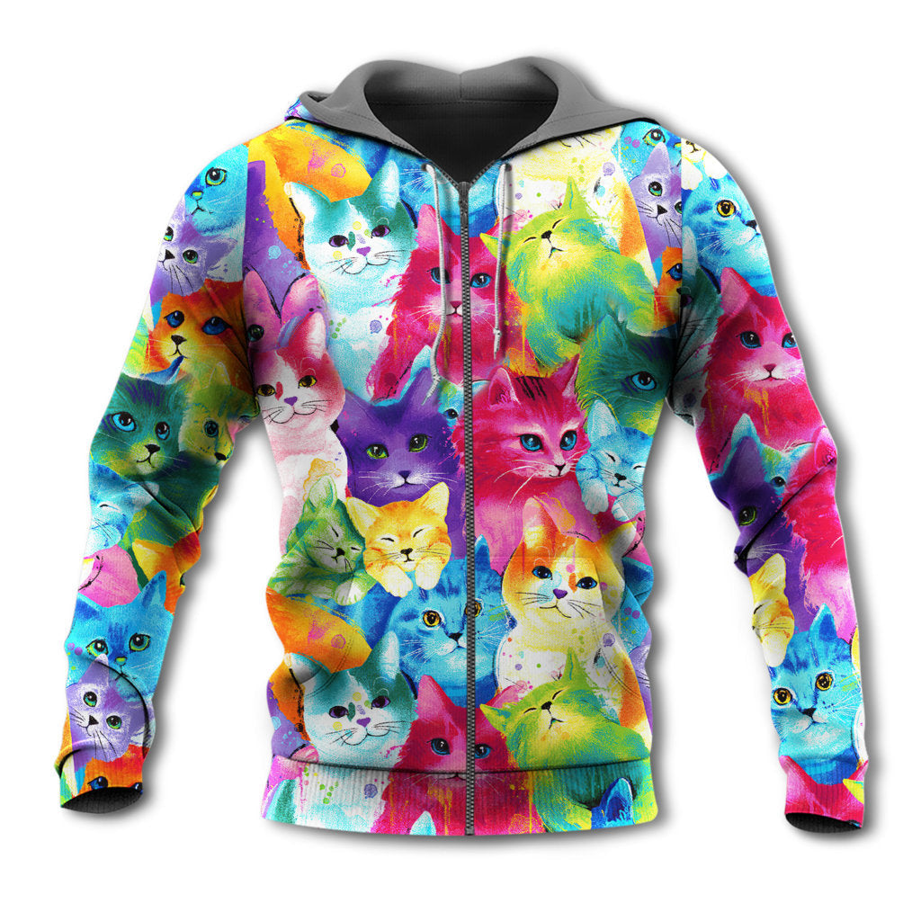 Colorful Cute Happy Kitten Life Hoodie For Weekend Adventures Casual Style And Relaxed Comfort