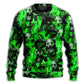 Green Flame Skull Burning Sweater For Alternative Outfits Seasonal Events And Everyday Comfort