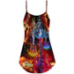 Acoustic Guitar Lover Colorful V-Neck Sleeveless Cami Dress For Music Festivals And Casual Summer Wear
