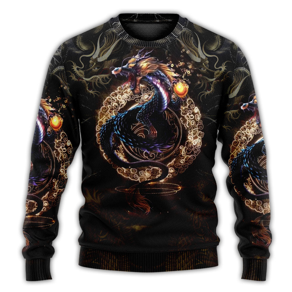 Golden Japanese Dragon Sweater For Animal Inspired Style Events And Comfortable Daily Wear