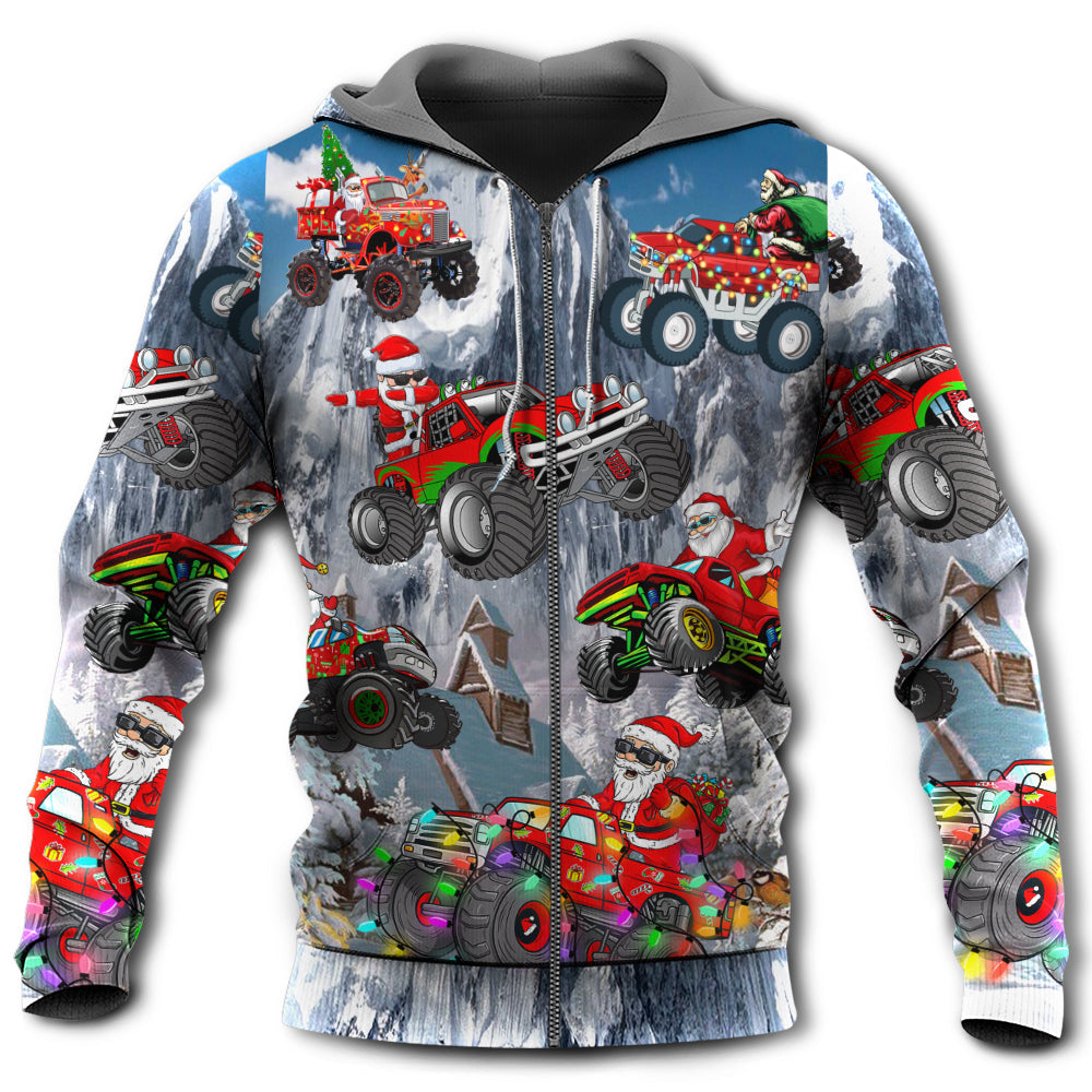 Red Santa Truck Snow Mountain Hoodie For Holiday Vacations Winter Events And Everyday Comfort