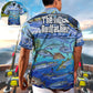 Coastal Fishing Activity Hawaiian Shirt For Summer Vacation, Beach Travel, And Casual Wear