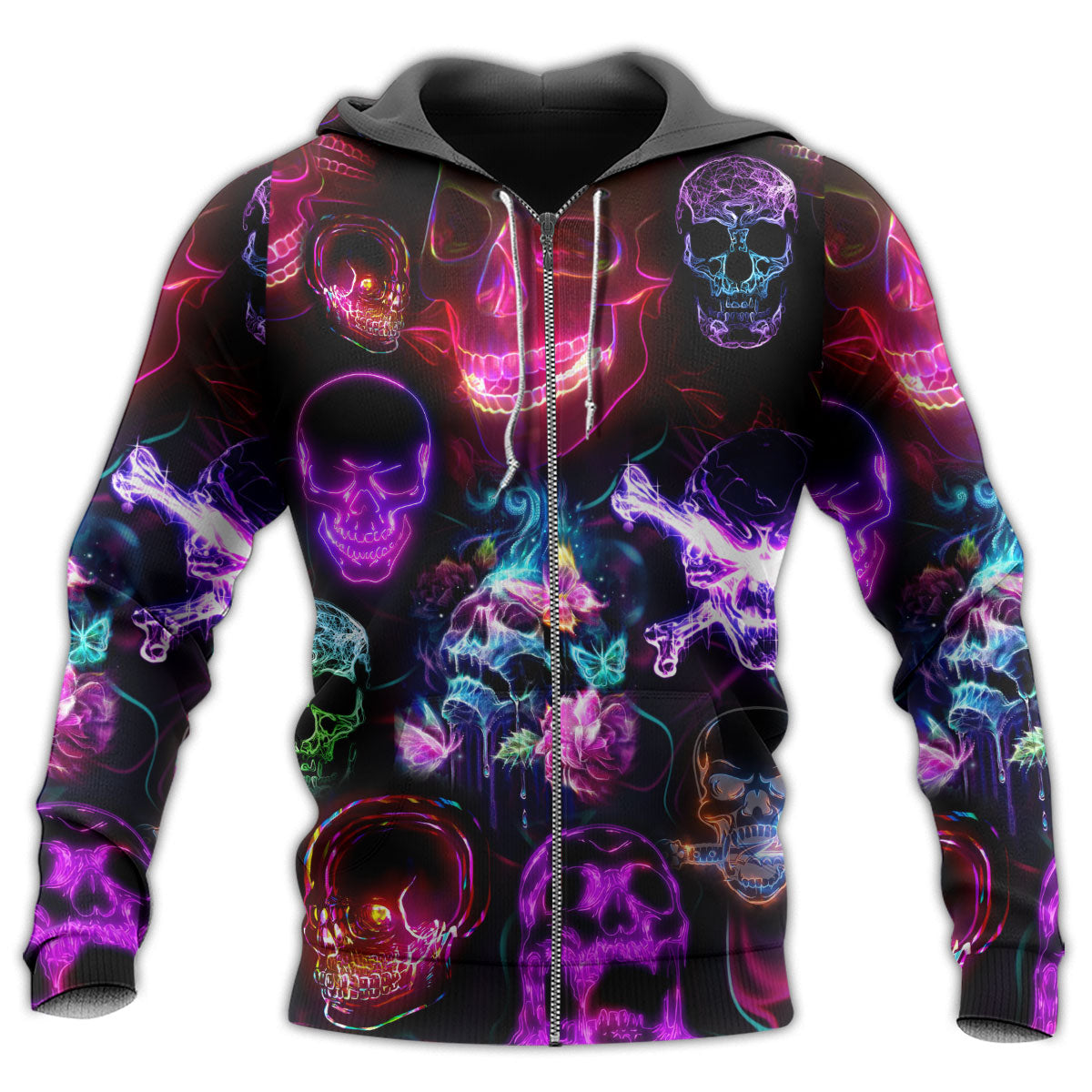 Neon Skull Holiday Hoodie For Holiday Gatherings Winter Travel And Seasonal Gifting