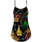 Christmas Celebration Neon Party V-Neck Sleeveless Cami Dress For Summer Events And Comfortable Everyday Style