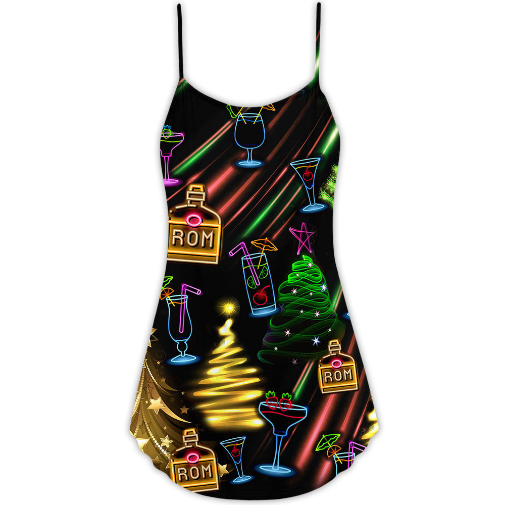 Christmas Celebration Neon Party V-Neck Sleeveless Cami Dress For Summer Events And Comfortable Everyday Style