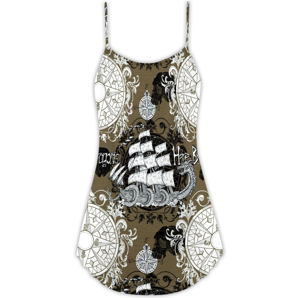 Dragon Old Ship Vintage Sea Life V-Neck Sleeveless Cami Dress For Summer Events And Comfortable Everyday Style