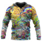 Hippie Colorful Turtle Peace Hoodie For Beach Trips Weekend Outings And Relaxed Streetwear