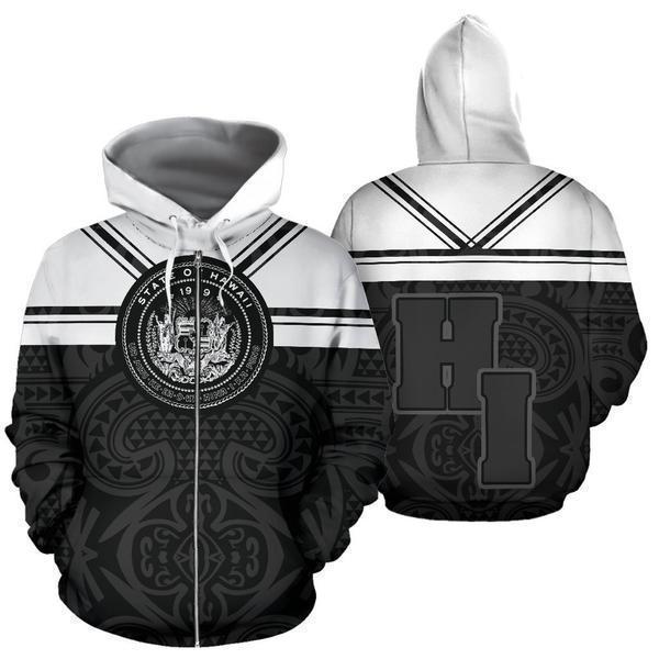 Black White Hawaii Coat Arms Hoodie For Relaxed Daily Wear Weekend Outings And Thoughtful Gifting
