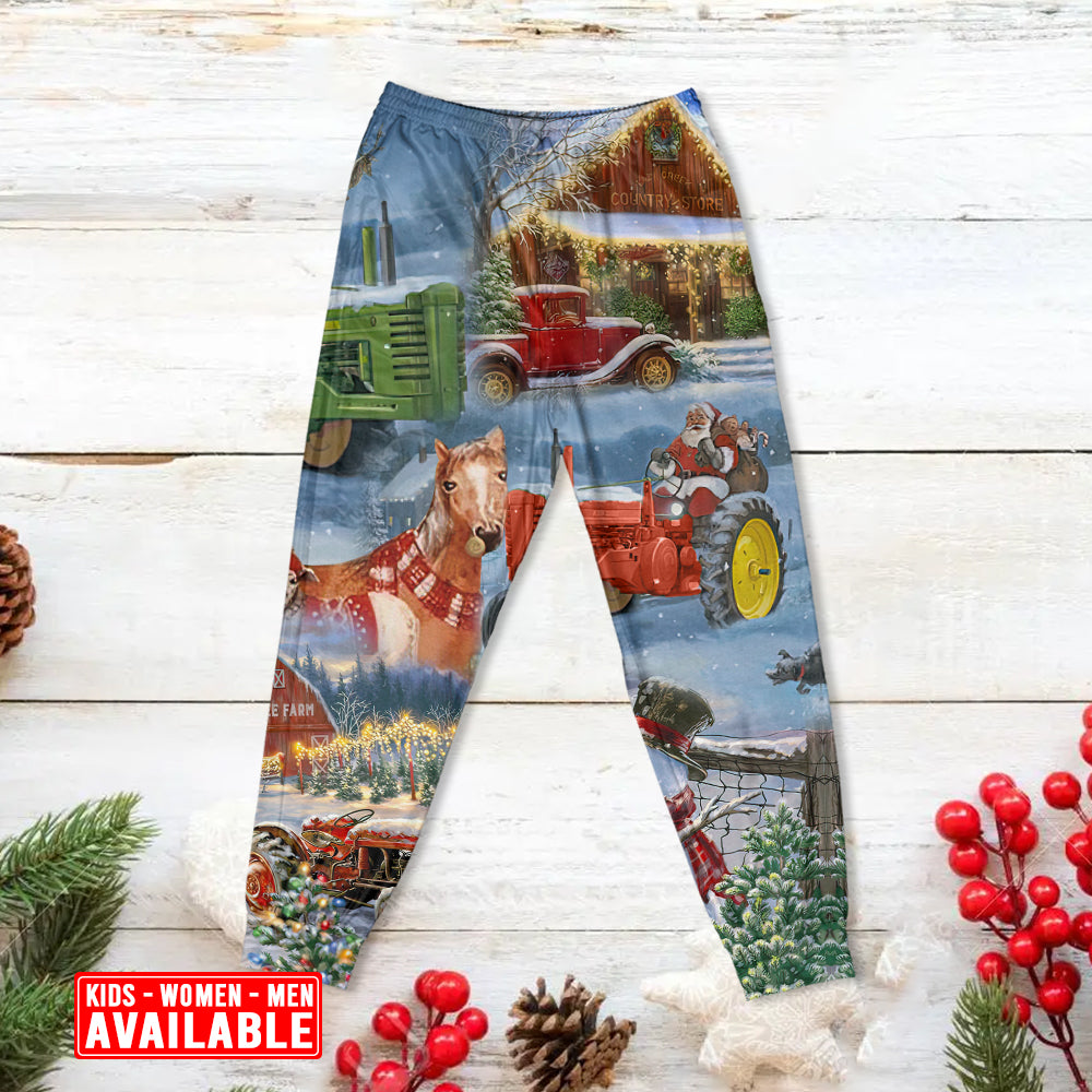 Farmhouse Christmas Happiness Long Sleeve Pajamas Set For Holiday Bedtime And Cozy Home Wear