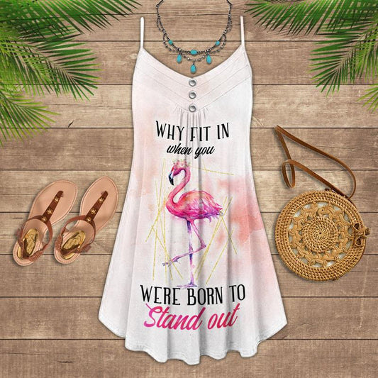 Flamingo Loves Summer Tropical Vibes Limited 4 – Women's Summer Sleeveless V-Neck Camisole Dress