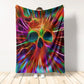 Skull Rainbow Color Love Flannel Blanket For Cozy Bedroom Sofa Decor