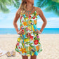 Parrot Love Tropical Is Coming V-Neck Sleeveless Cami Dress For Island Holidays And Thoughtful Gifting