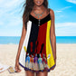 Native People Together V-Neck Sleeveless Cami Dress For Weekend Travel And Expressive Casual Fashion