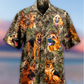 Dog German Shepherd Hunting Hawaiian Shirt Artwork Detail For Tropical Trips And Casual Outings
