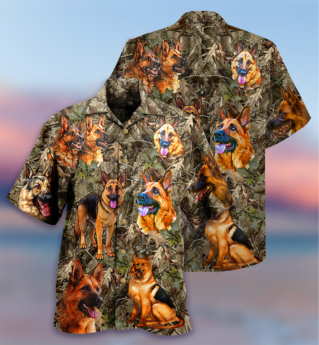 Dog German Shepherd Hunting Hawaiian Shirt For Coastal Adventures And Warm Weather Wear