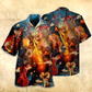 Flame Violin Hawaiian Shirt With Detailed Graphic For Tropical Parties Vacation Travel And Casual Summer Style