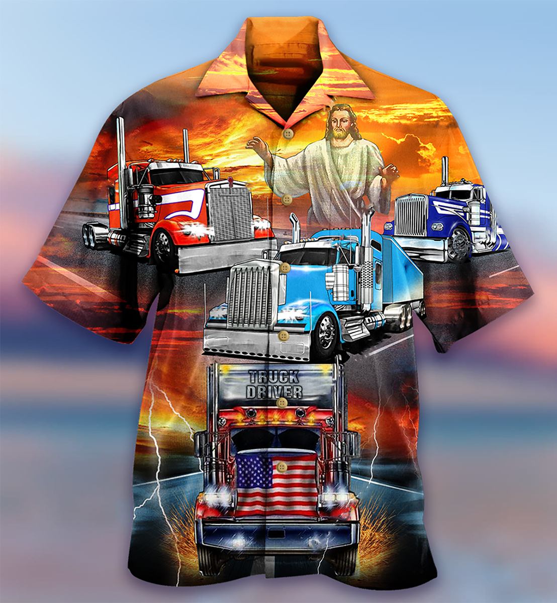 Truck Driver Faith Bless Sunset Hawaiian Shirt For Warm Weather Adventures And Everyday Comfort
