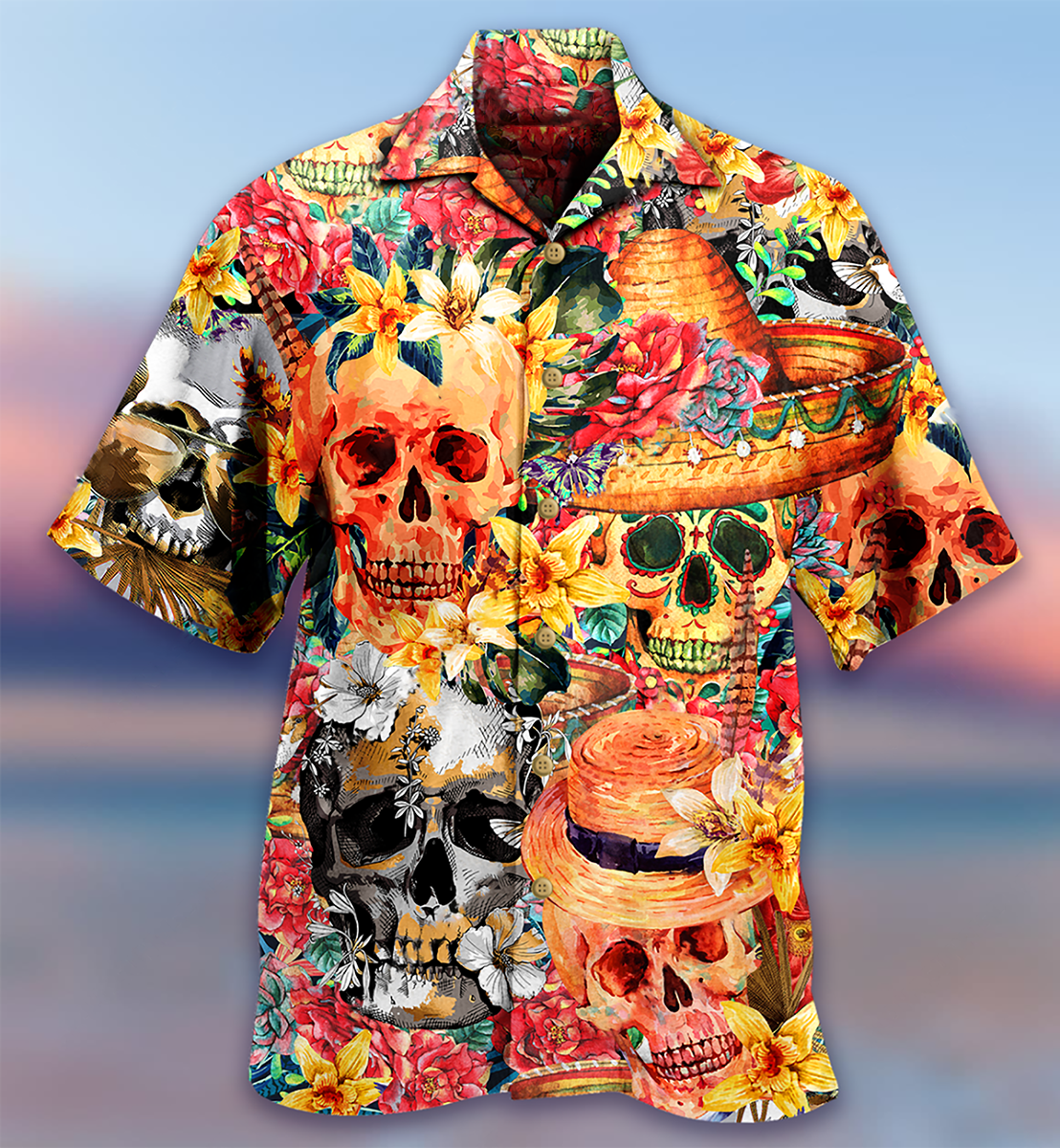 Floral Skull Beautiful Hawaiian Shirt For Warm Weather Adventures And Everyday Comfort