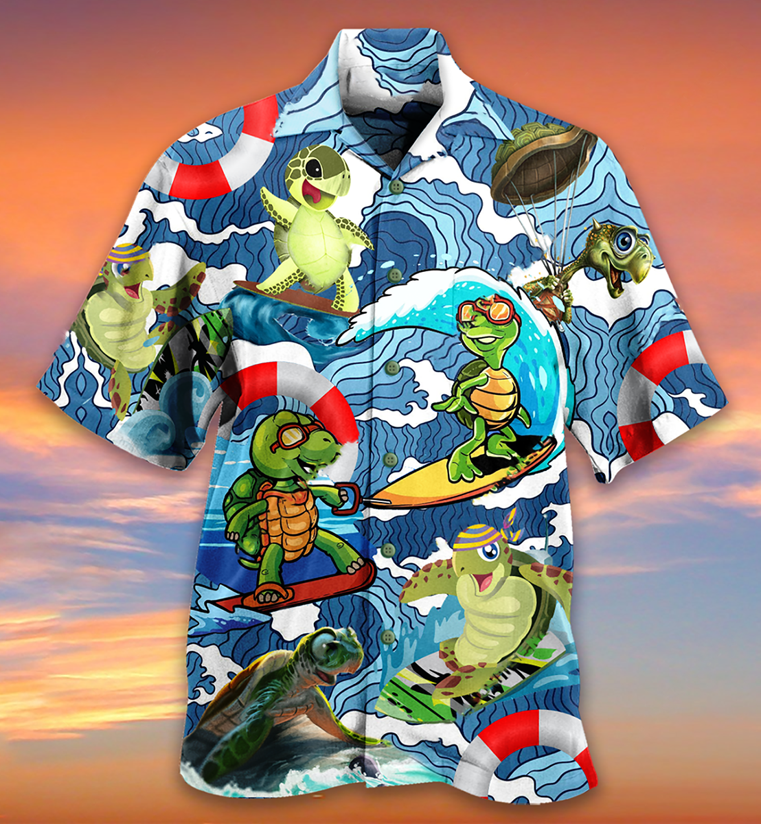 Happy Turtle Surf Hawaiian Shirt For Beach Parties And Weekend Getaways