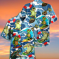 Happy Turtle Surf Hawaiian Shirt Pattern Detail For Vacation Travel And Daily Wear