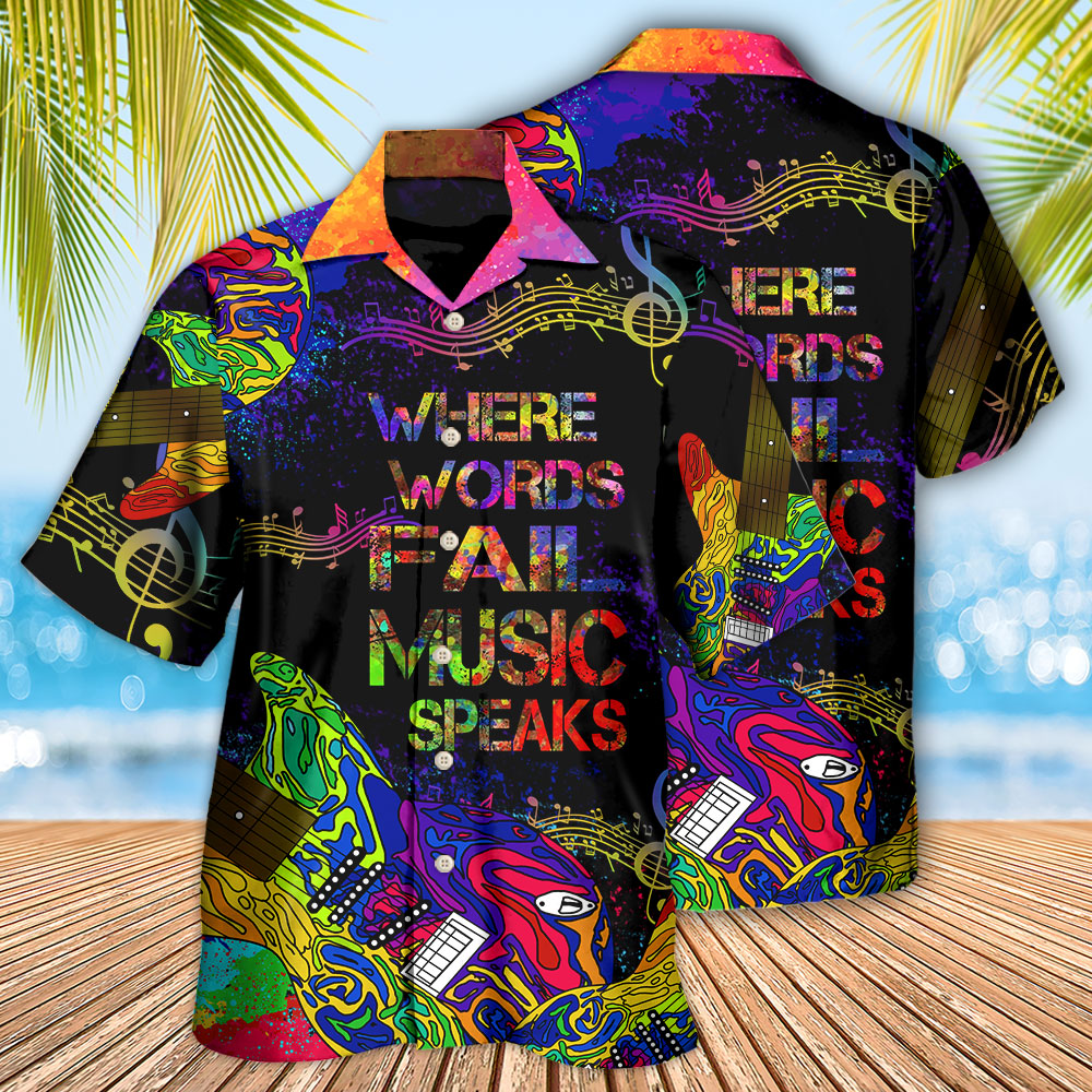 Guitar Hawaiian Shirt With All Over Print For Island Holidays Summer Parties And Casual Outdoor Wear