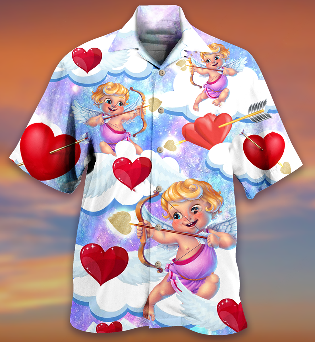 Valentine Cupid Hawaiian Shirt Pattern View For Lightweight Everyday Style