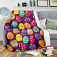 Colorful Easter Egg Pattern Flannel Blanket For Cozy Bedroom Sofa Decor