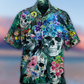 Floral Happy Skull Smiling Hawaiian Shirt For Warm Weather Adventures And Everyday Comfort