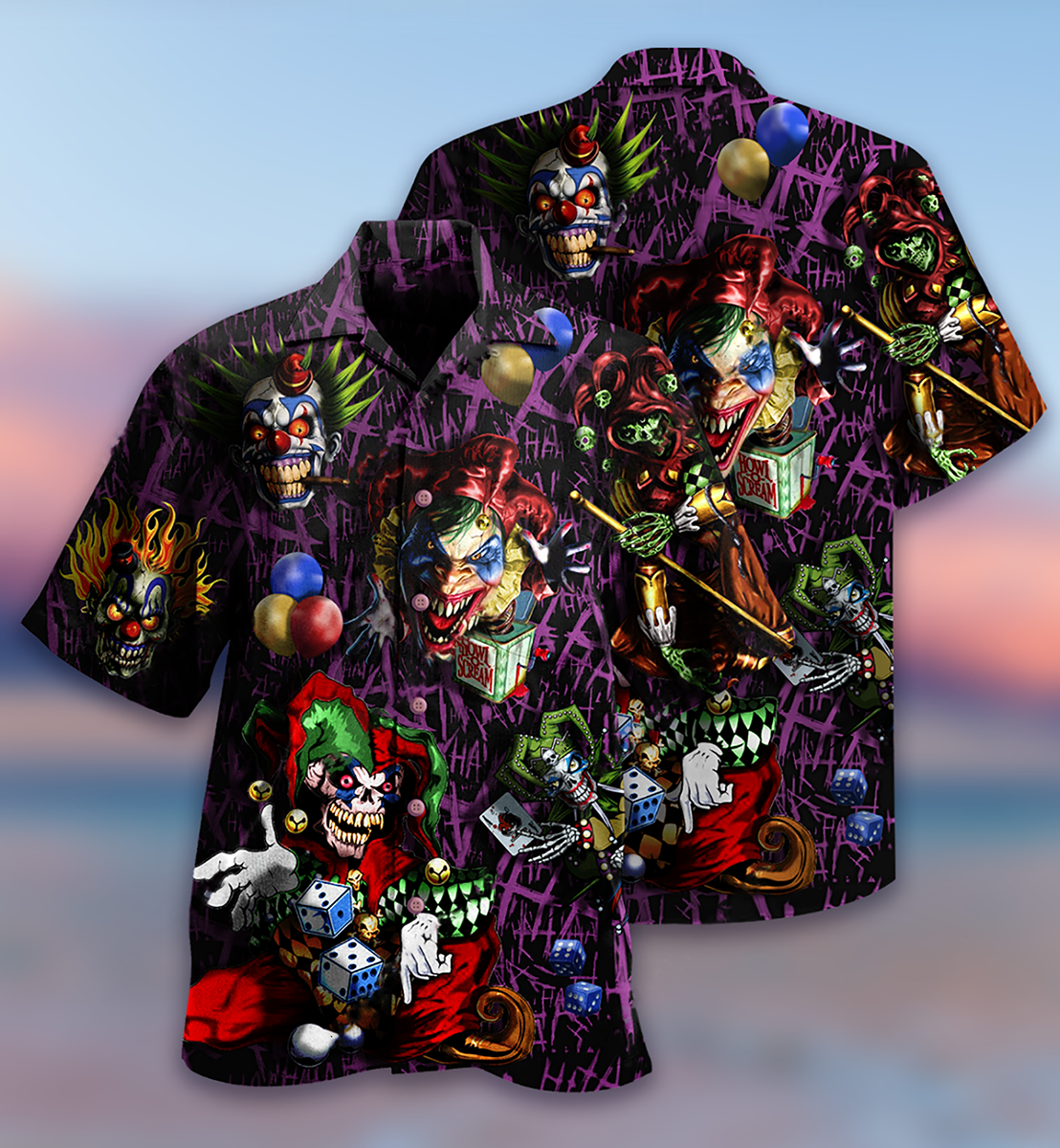 Clown Smiling Hawaiian Shirt Artwork View For Weekend Travel And Beach Style