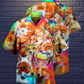 Artistic Fox Hawaiian Shirt For Tropical Travel Beach Gatherings And Comfortable Wear And Resort Style