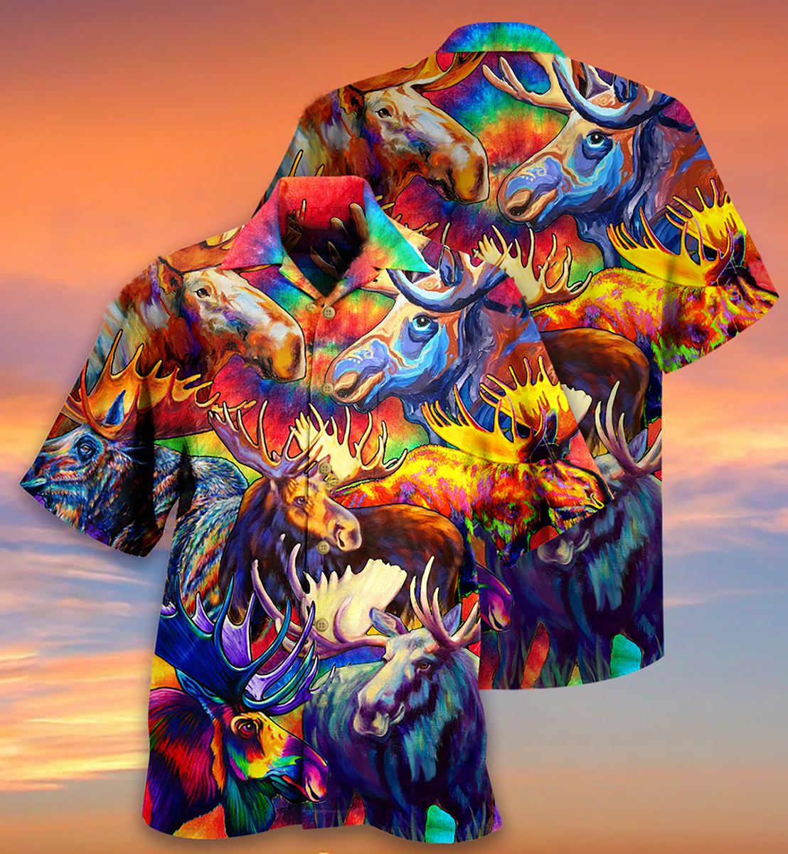 Watercolor Moose Beautiful Hawaiian Shirt For Warm Weather Adventures And Everyday Comfort