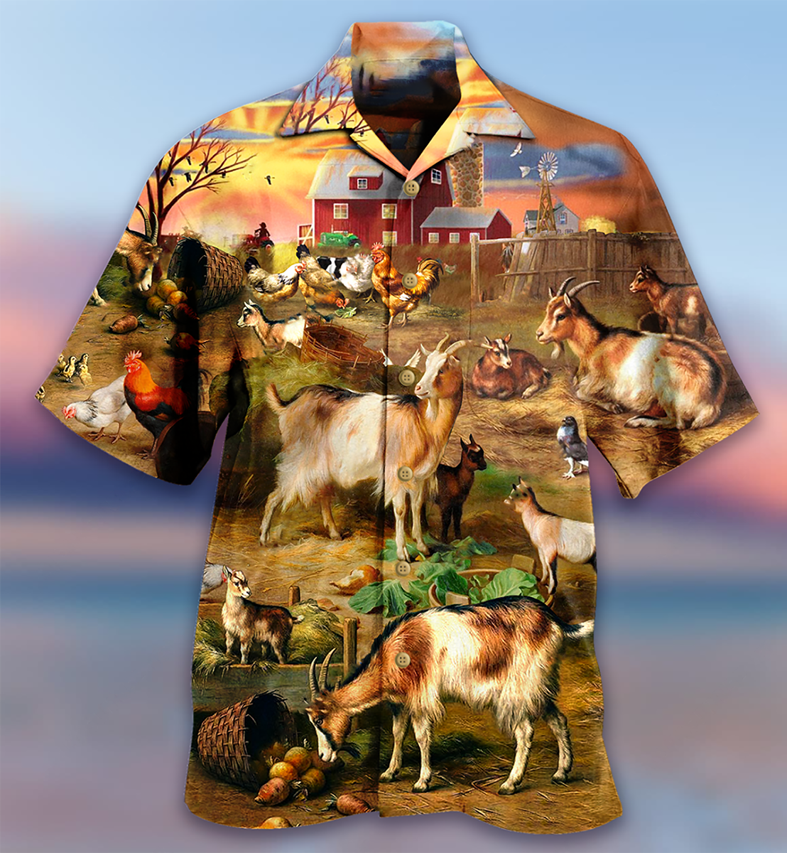 Funny Vintage Goat Farm Hawaiian Shirt For Summer Events And Casual Outdoor Wear