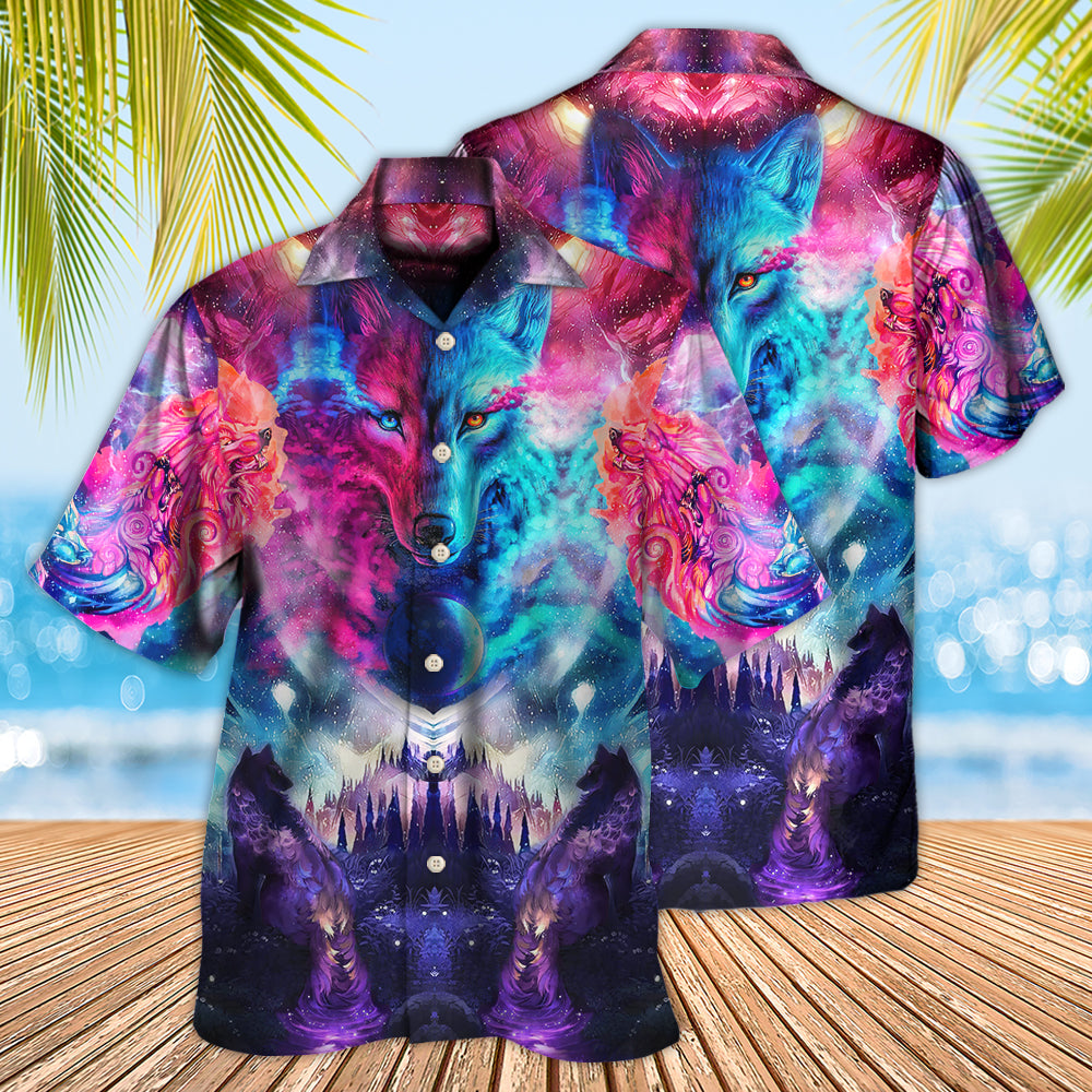 Colorful Wolf Hawaiian Shirt With All Over Print For Coastal Trips Outdoor Events And Relaxed Summer Wear