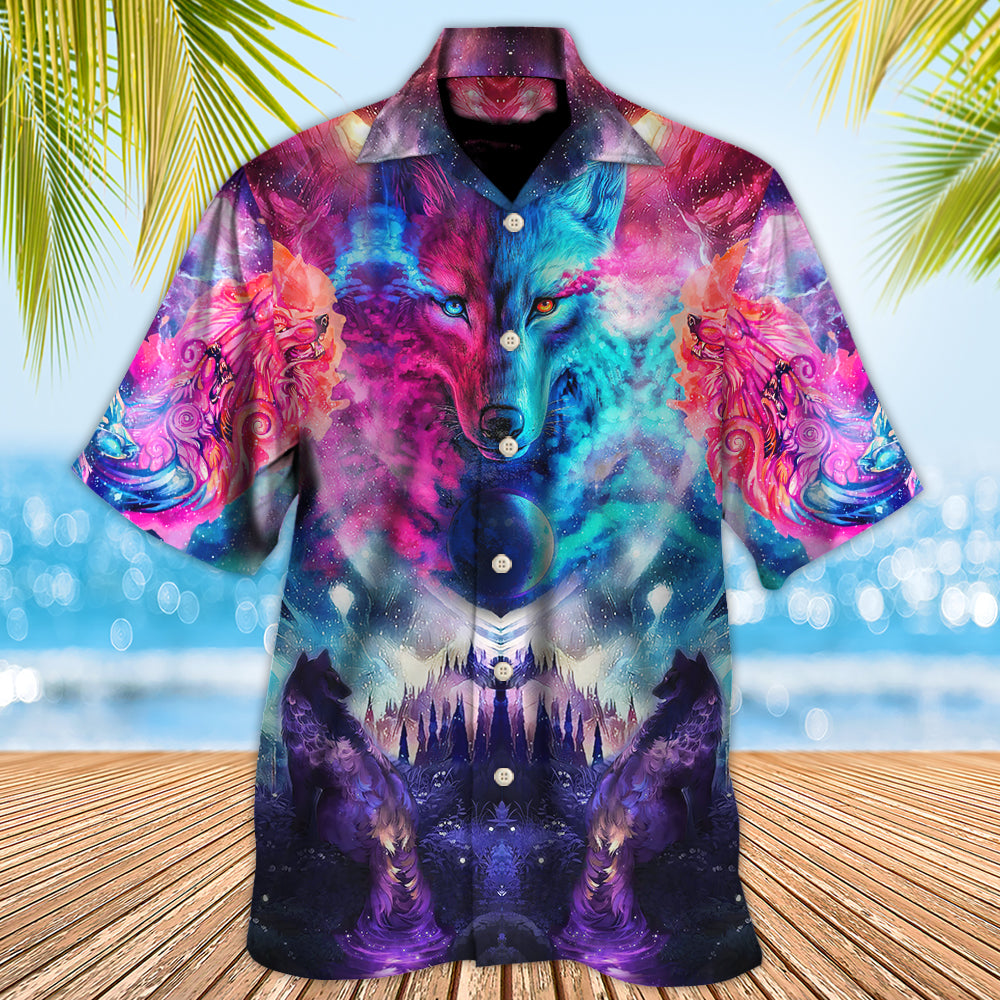 Colorful Wolf Hawaiian Shirt With Detailed Graphic For Coastal Trips Outdoor Events And Relaxed Summer Wear