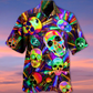 Colorful Cute Skull Hawaiian Shirt With All Over Print For Beach Vacations Casual Parties And Warm Weather Style