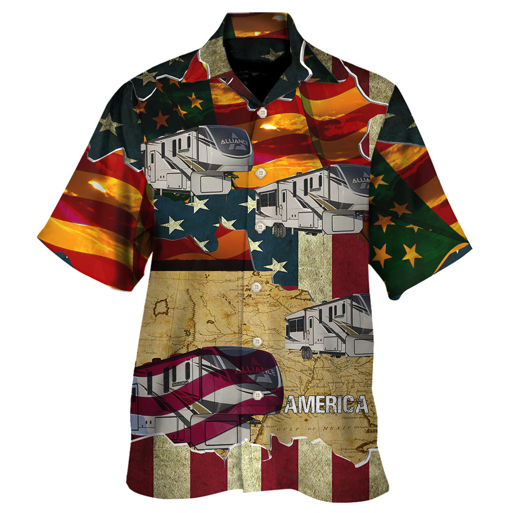 Car American Sunset Custom Hawaiian Shirt For Summer Vacation And Beach Travel