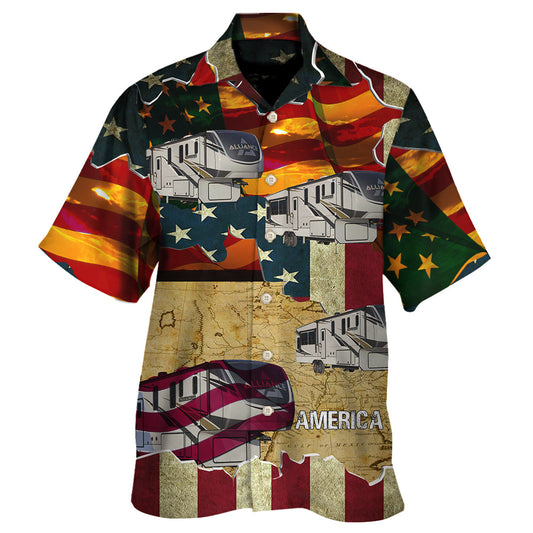 Car American Sunset Custom Hawaiian Shirt For Summer Vacation And Beach Travel