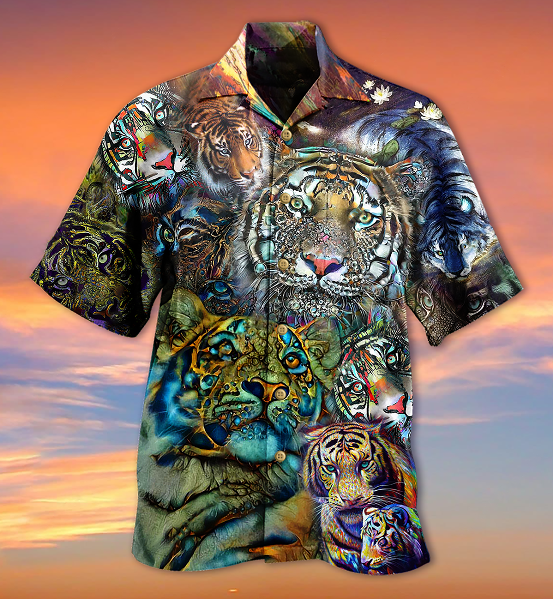 Tiger Hawaiian Shirt Design View For Casual Summer Styling