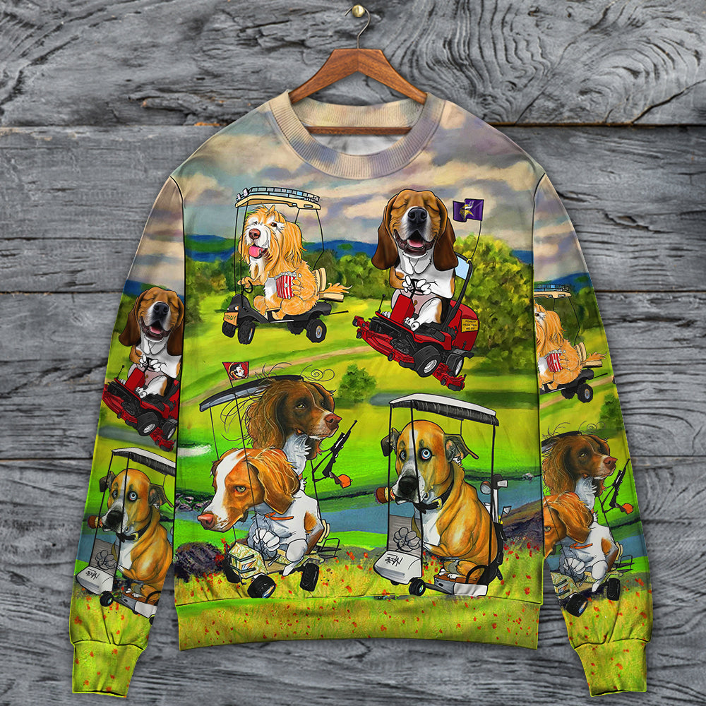 Golf Dog Driving Cart Sweater For Playful Everyday Outfits Travel And Comfortable Daily Wear